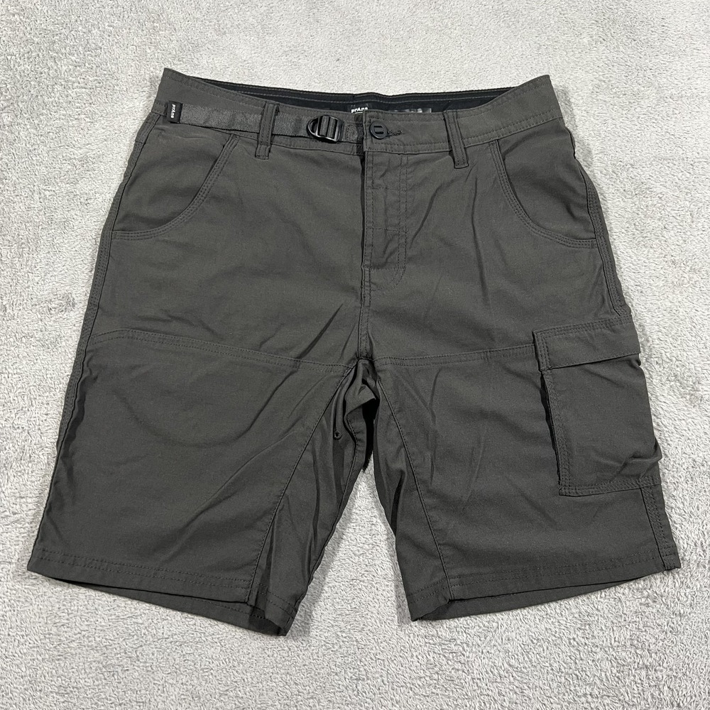 Prana Stretch Zion Shorts Mens 30 Gray 10" Inseam Hiking Outdoors